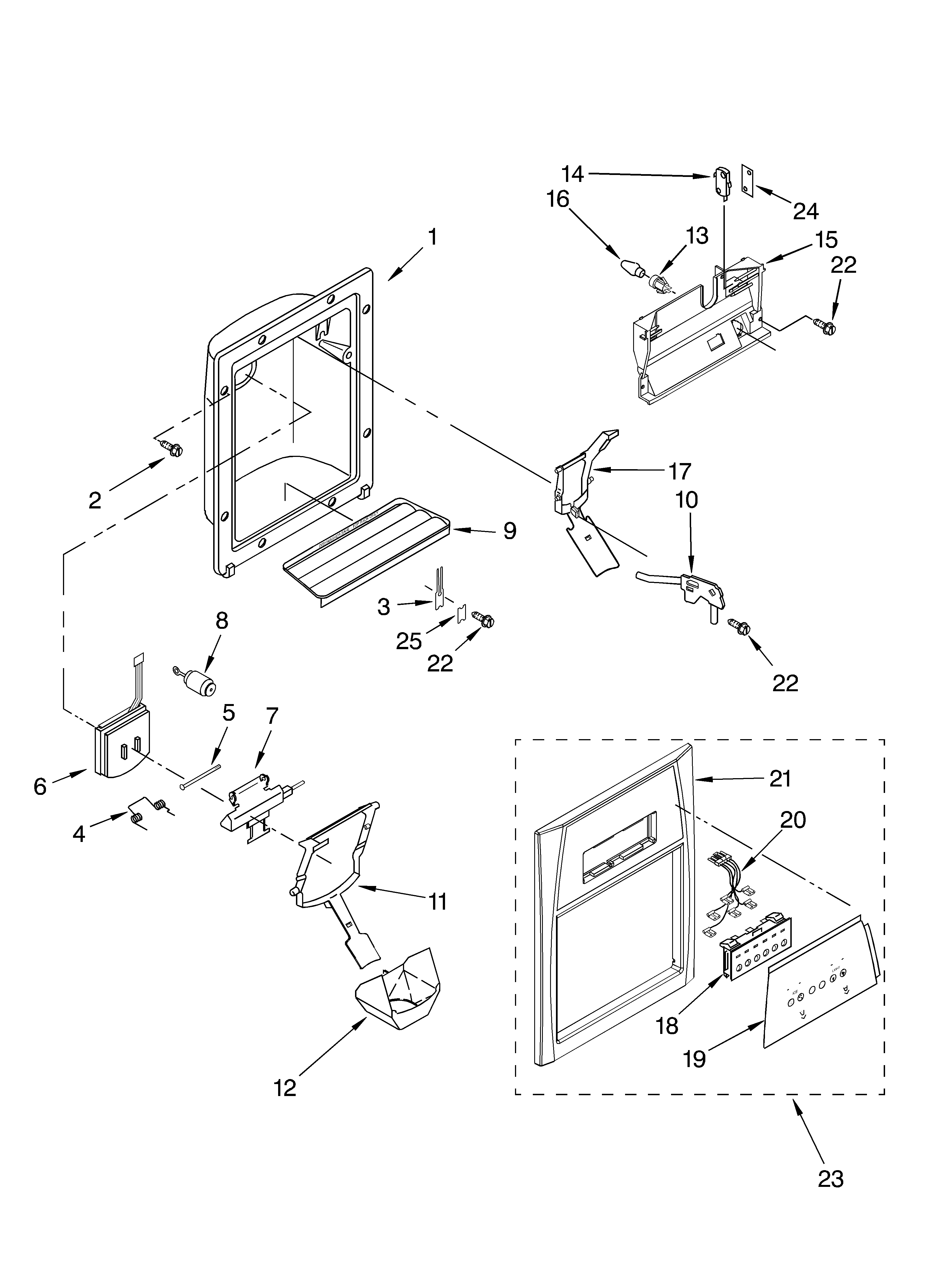 Dispenser front parts