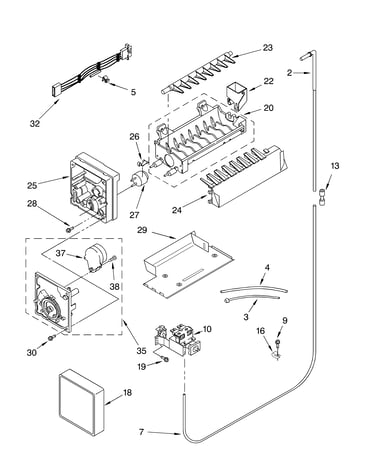Icemaker parts, parts not illustrated