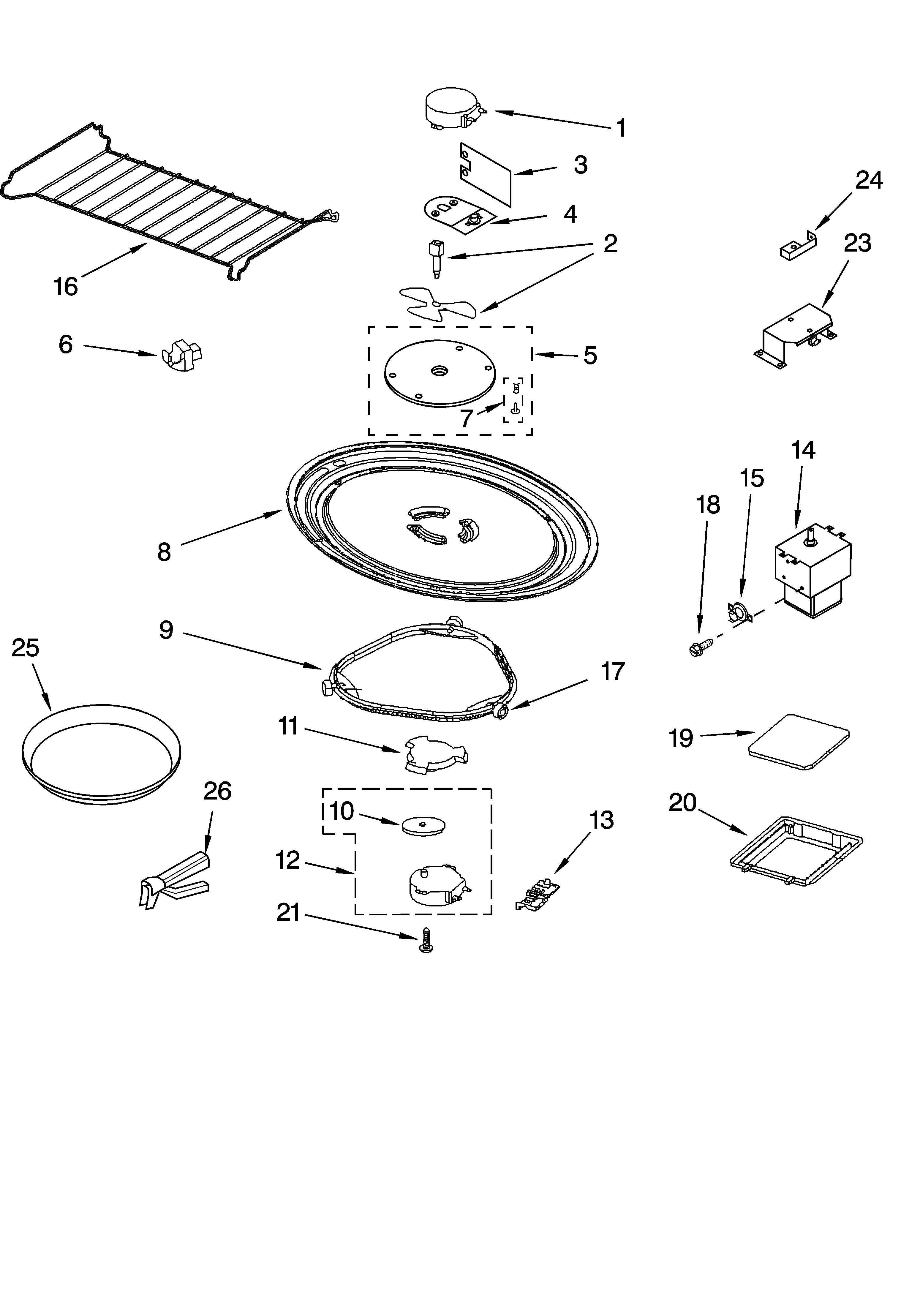 Magnetron and turntable parts