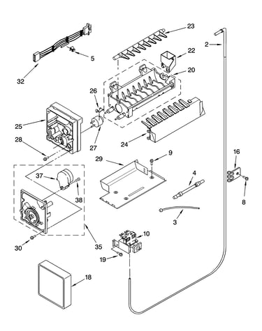 Icemaker parts, parts not illustrated