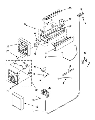 Icemaker parts, parts not illustrated