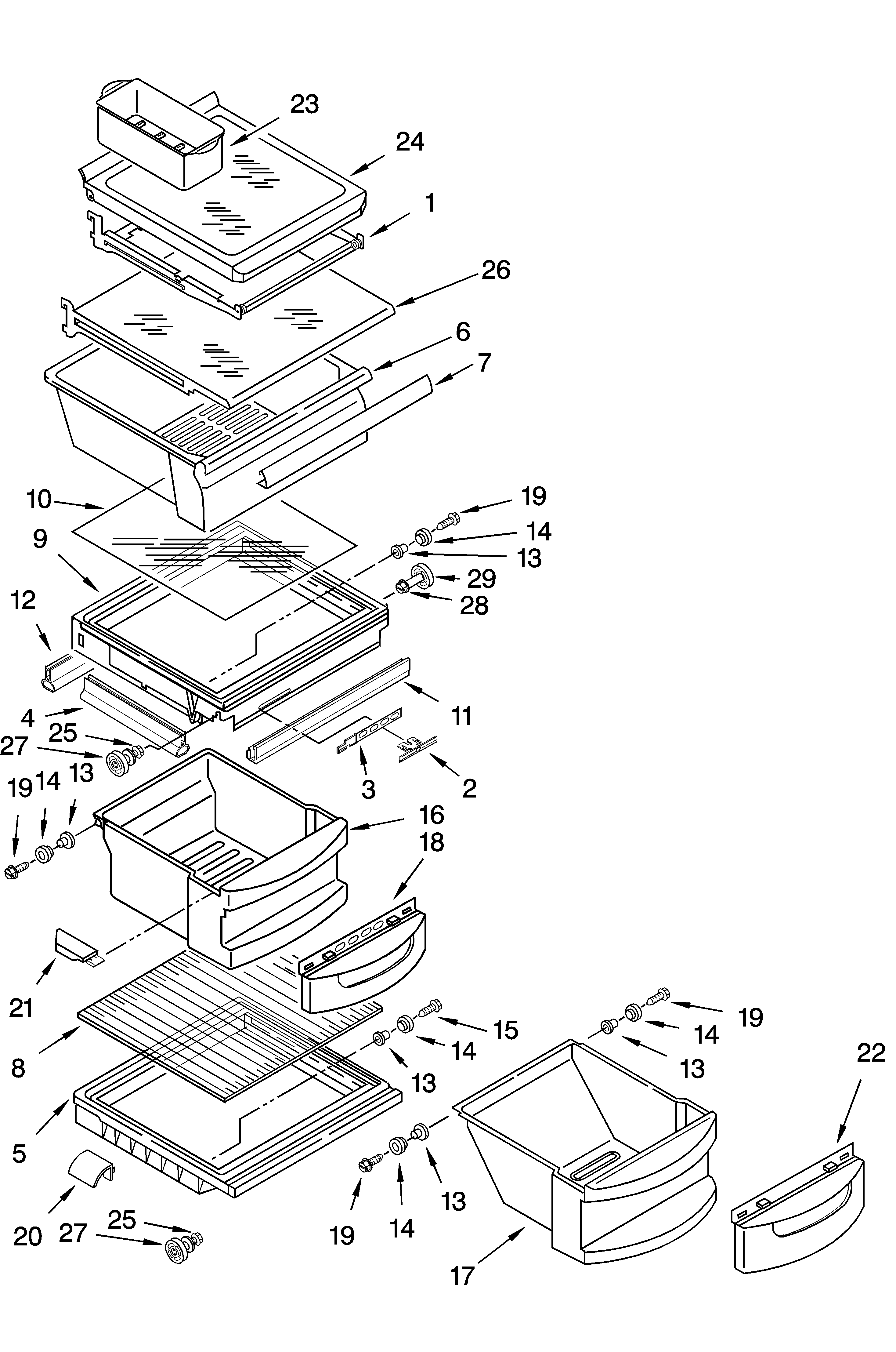 Refrigerator shelf parts