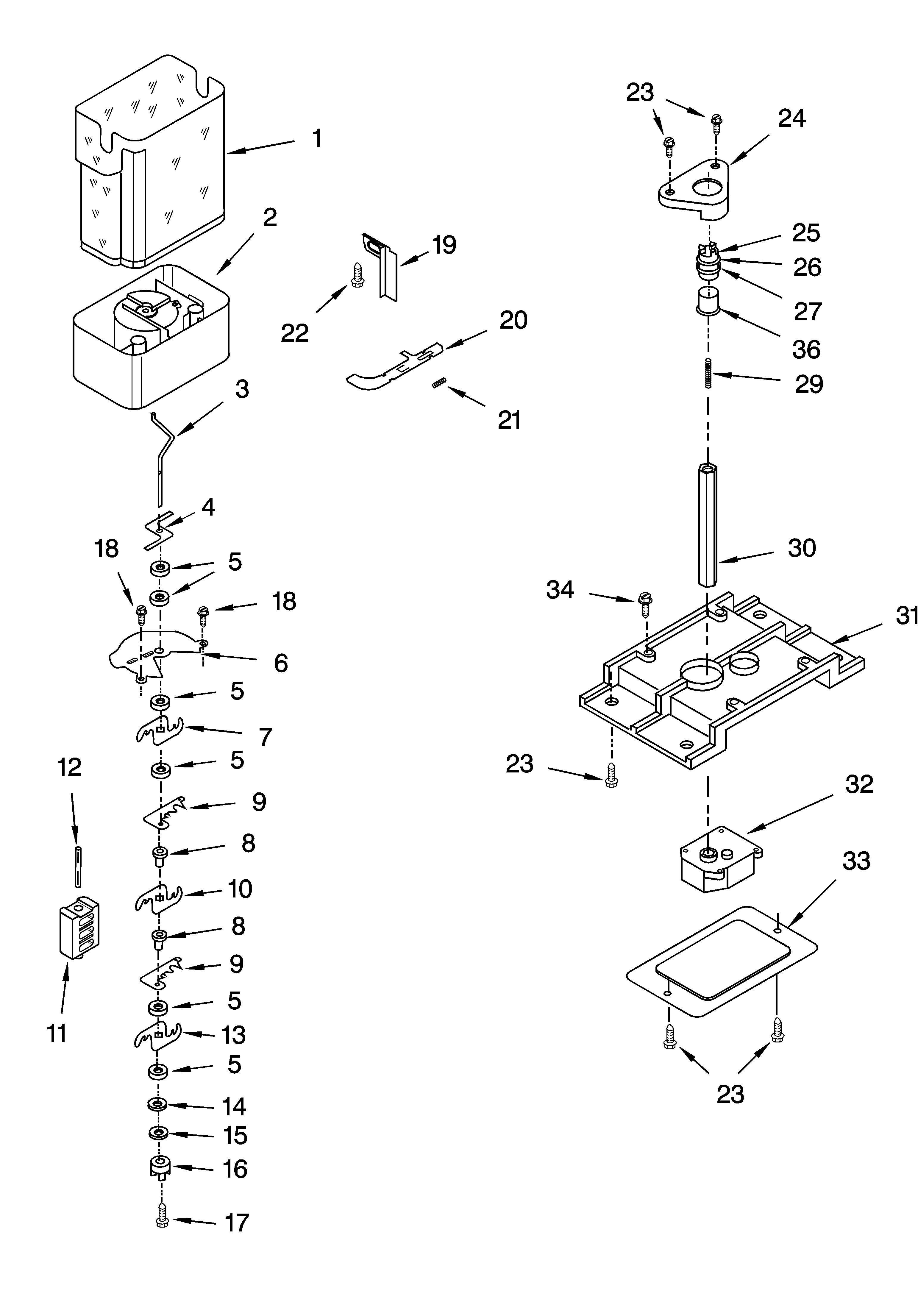 Motor and ice container parts