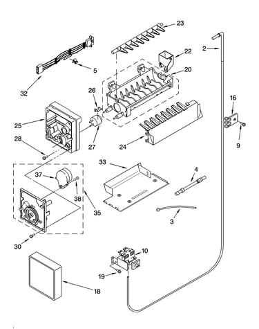 Icemaker parts, parts not illustrated