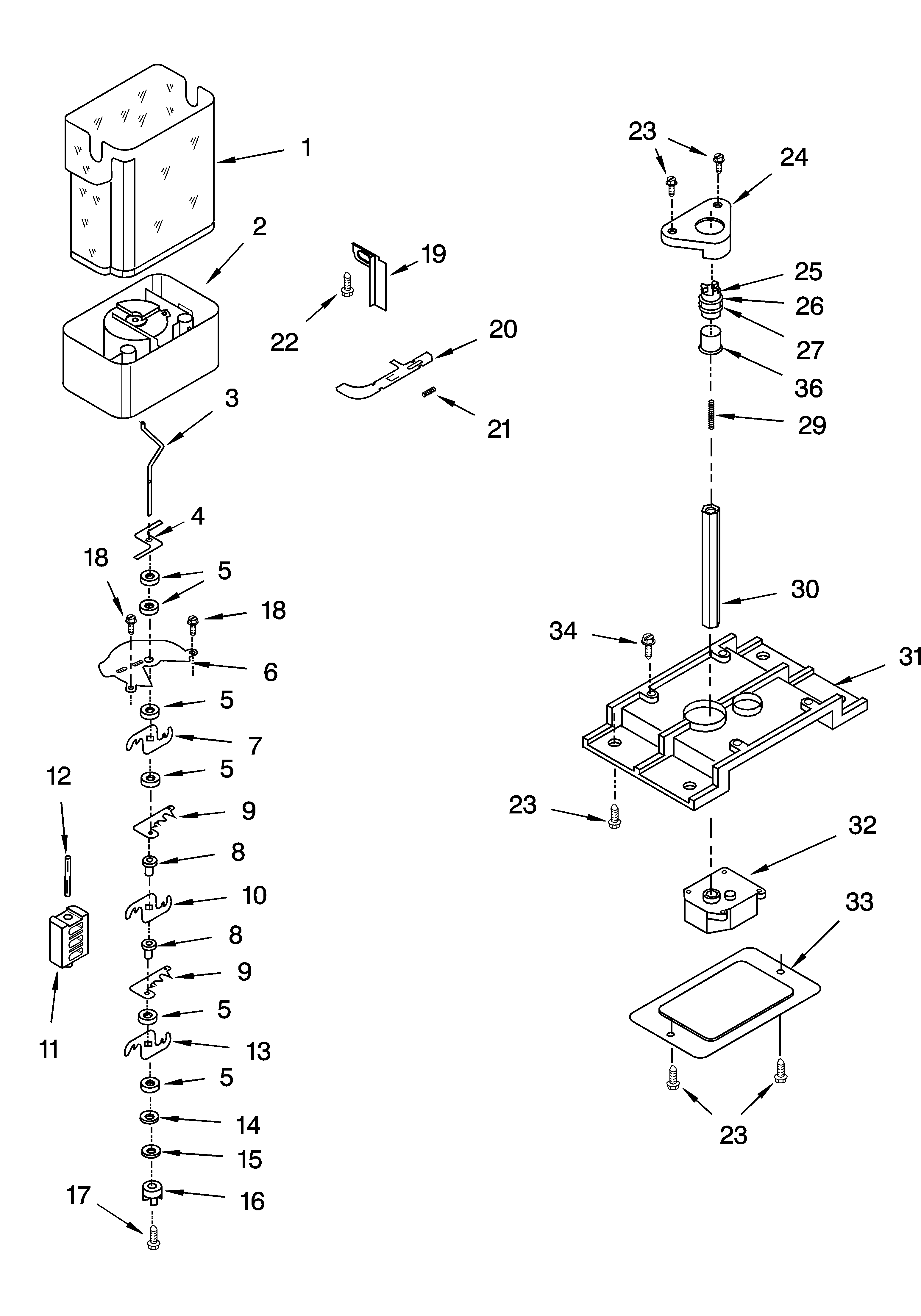 MOTOR AND ICE CONTAINER PARTS