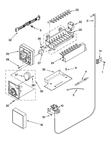 Icemaker parts, parts not illustrated