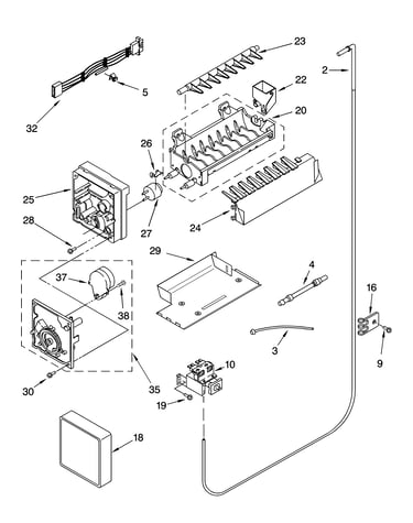 Icemaker parts, parts not illustrated