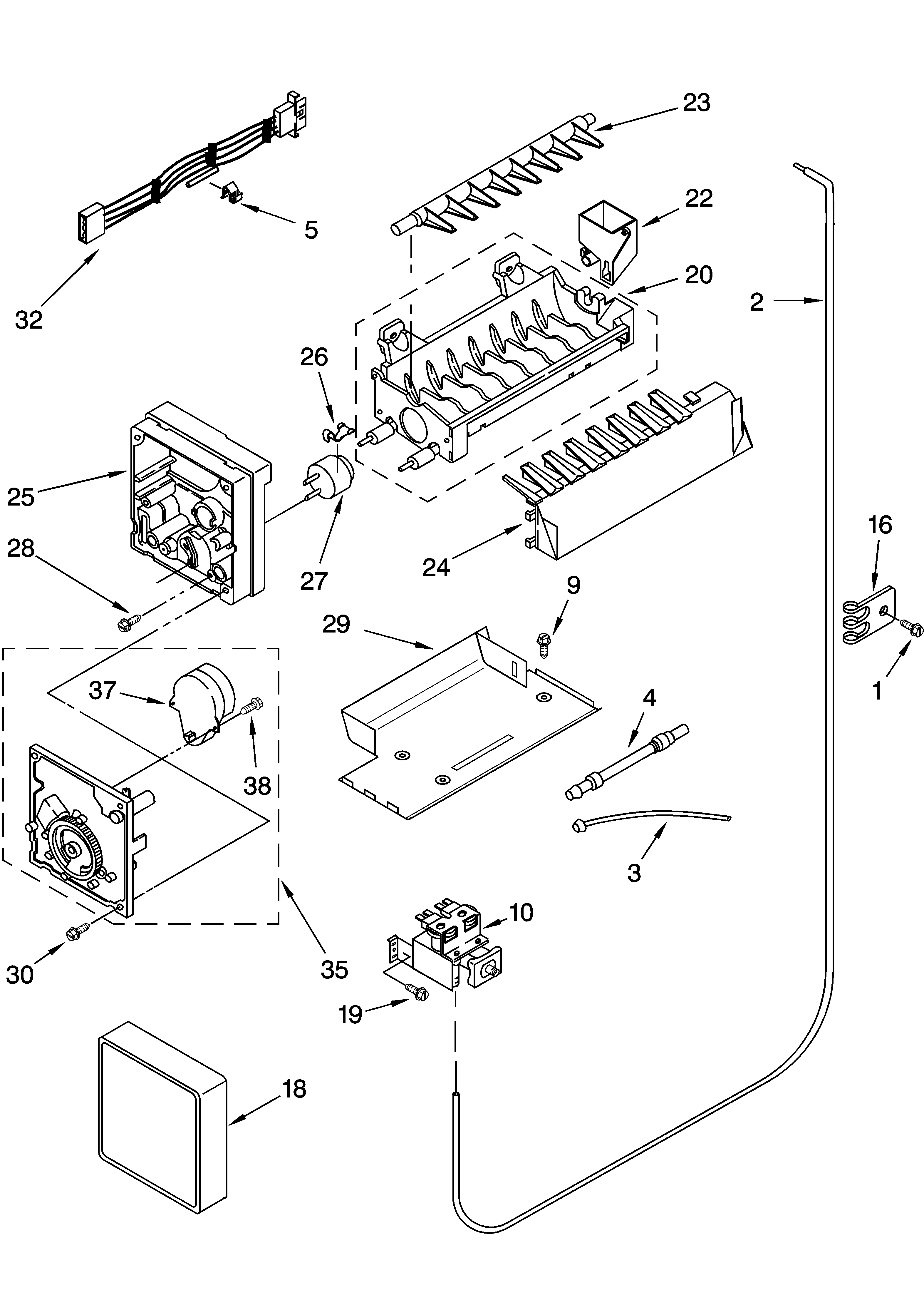 Icemaker parts, parts not illustrated