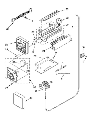 Icemaker parts, parts not illustrated