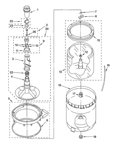 Agitator, basket and tub parts