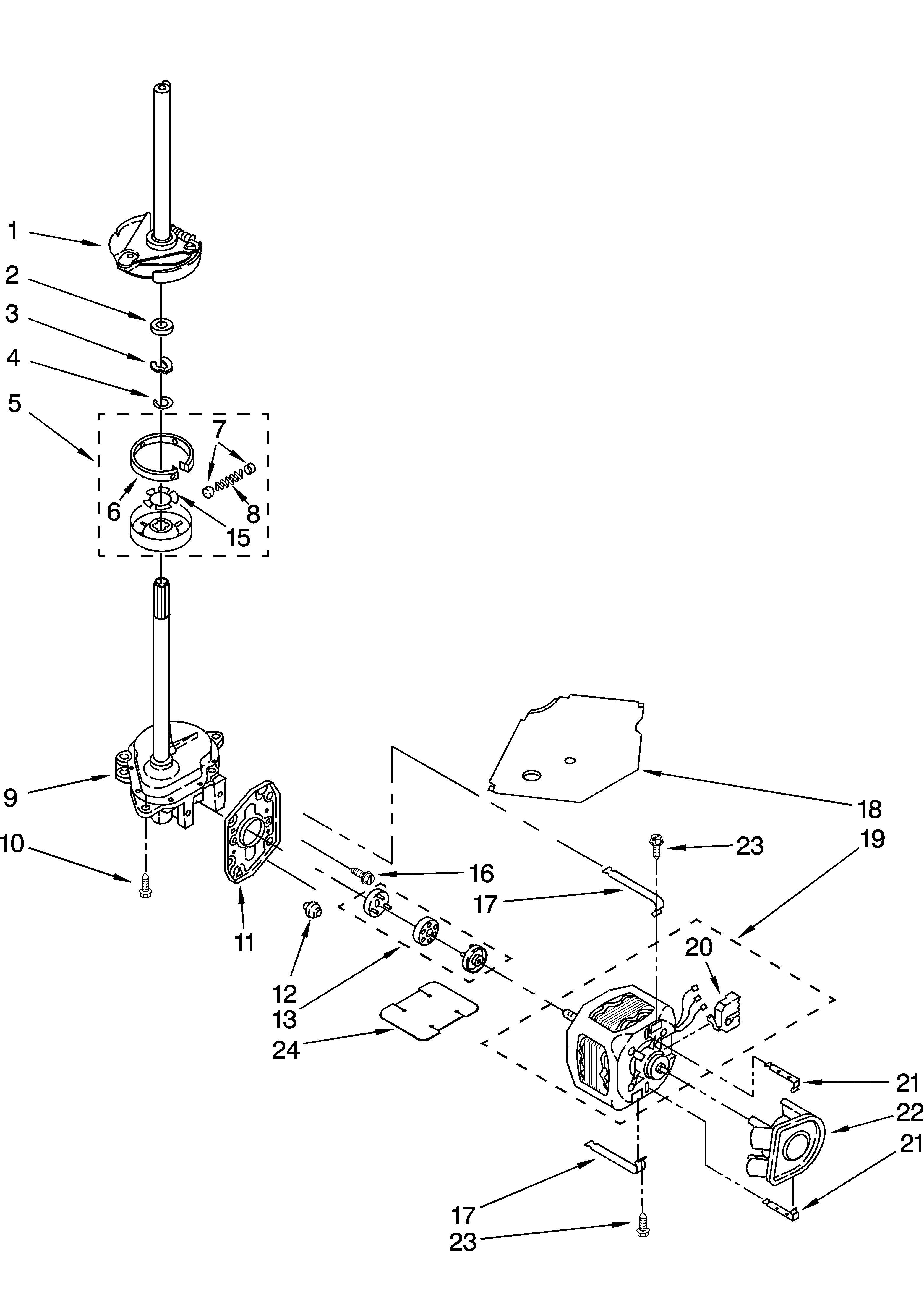 Brake, clutch, gearcase, motor and pump parts