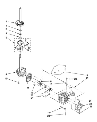 Brake, clutch, gearcase, motor and pump parts
