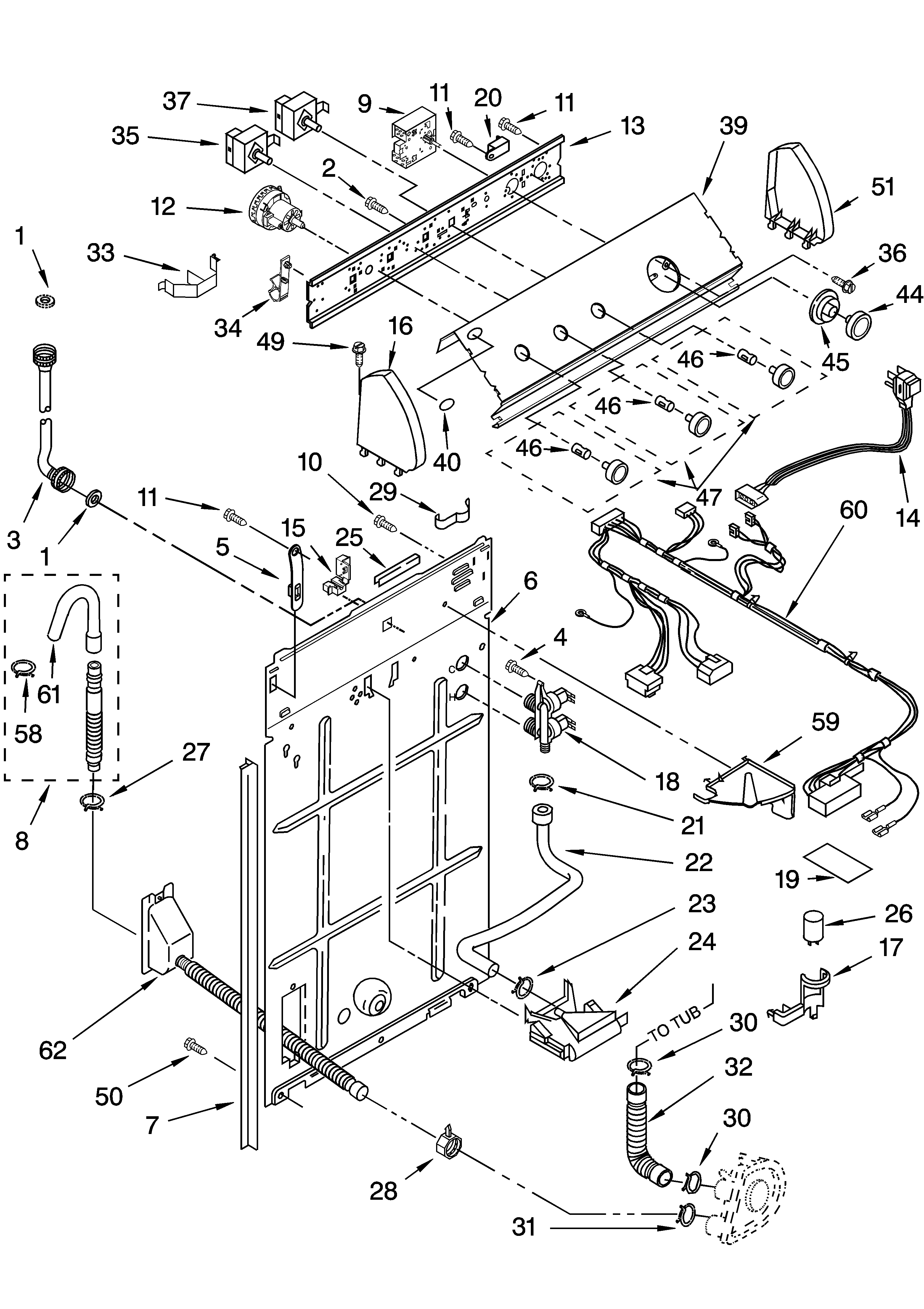 Controls and rear panel parts