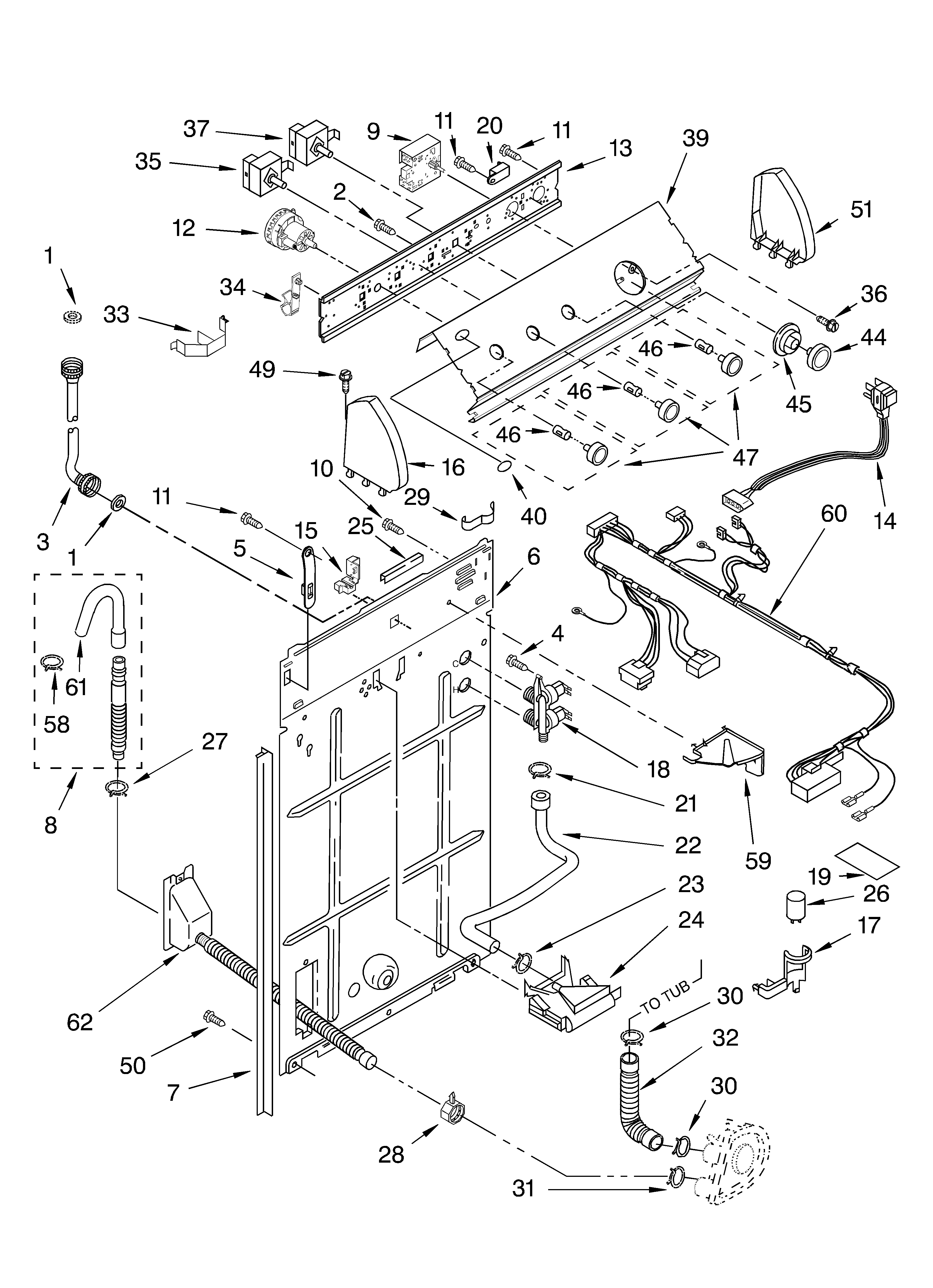 Controls and rear panel parts