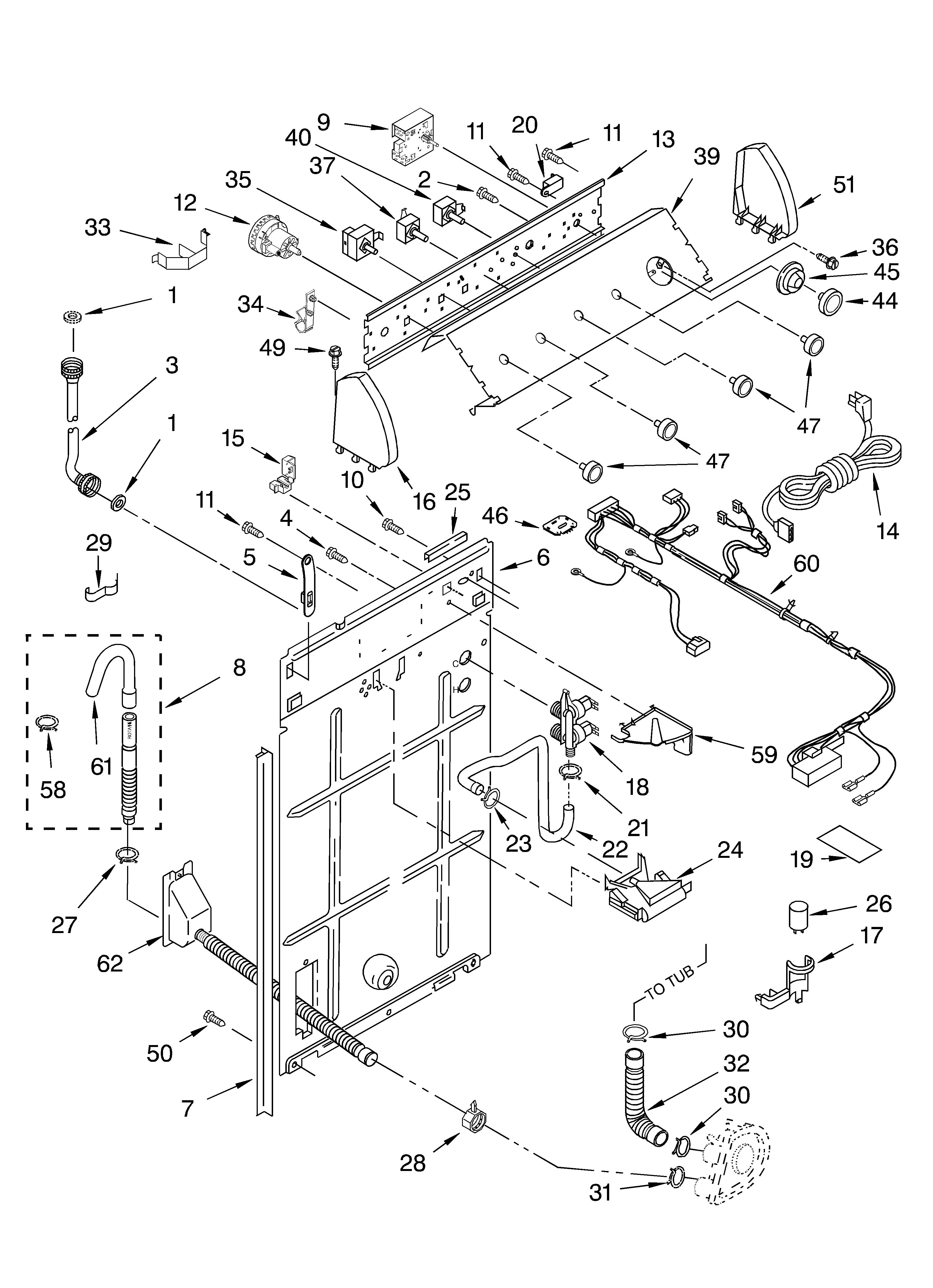 Controls and rear panel parts