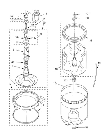 Agitator, basket and tub parts