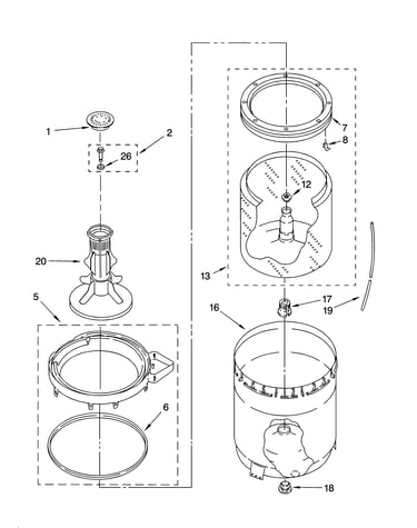 Agitator, basket and tub parts