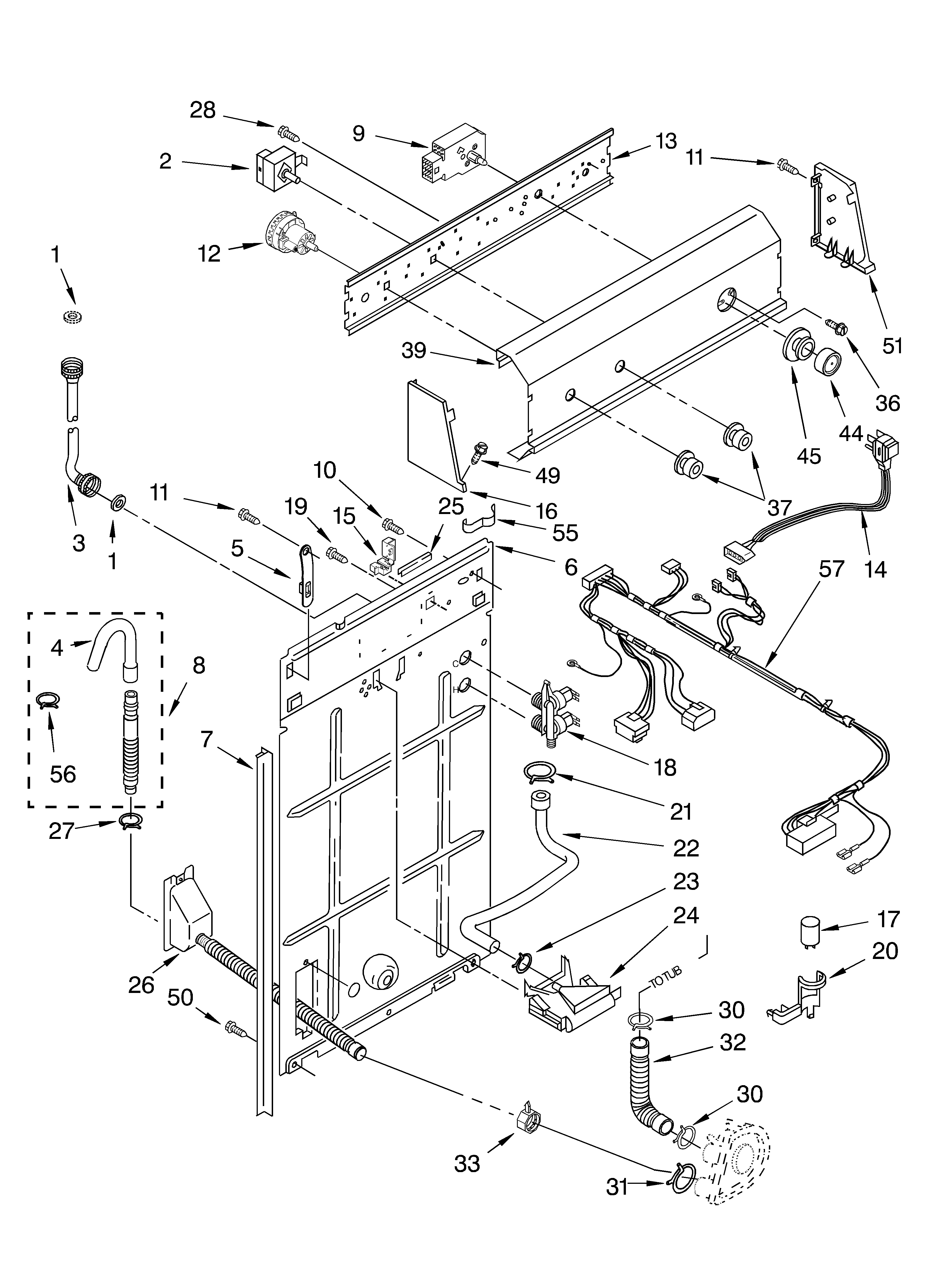 Control and rear panel parts