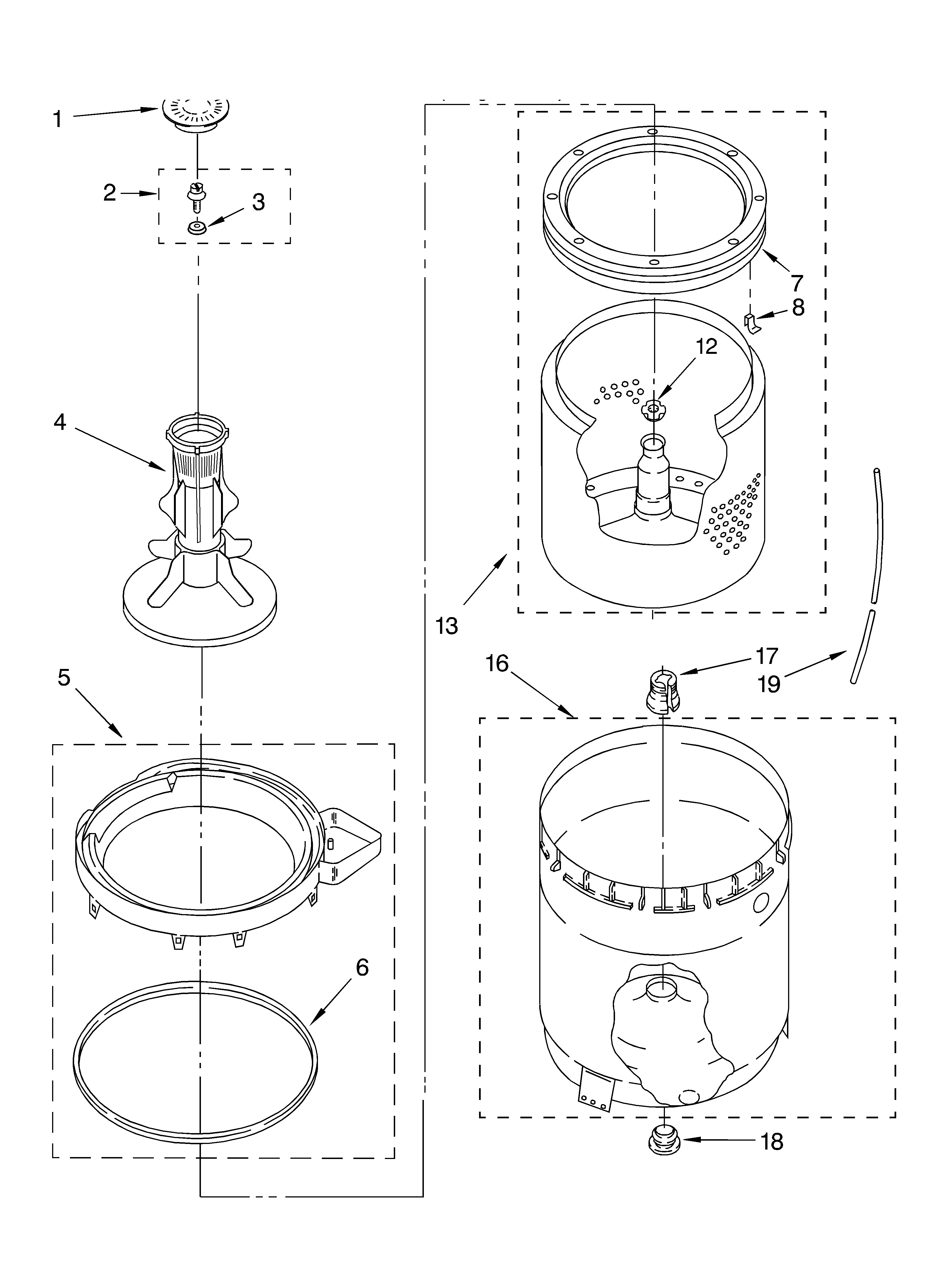 Agitator, basket and tub parts