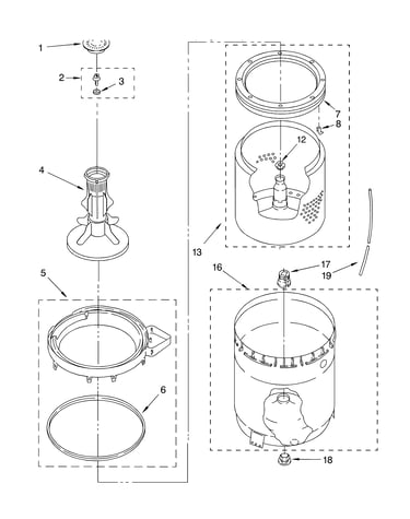 Agitator, basket and tub parts