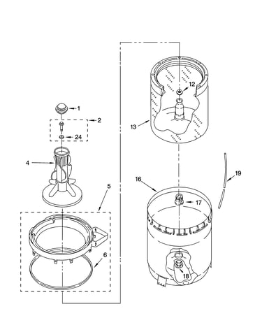 Agitator, basket and tub parts