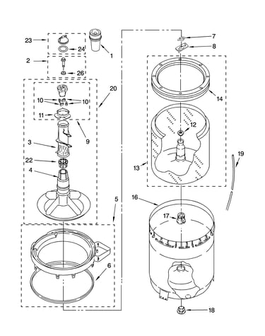 Agitator, basket and tub parts