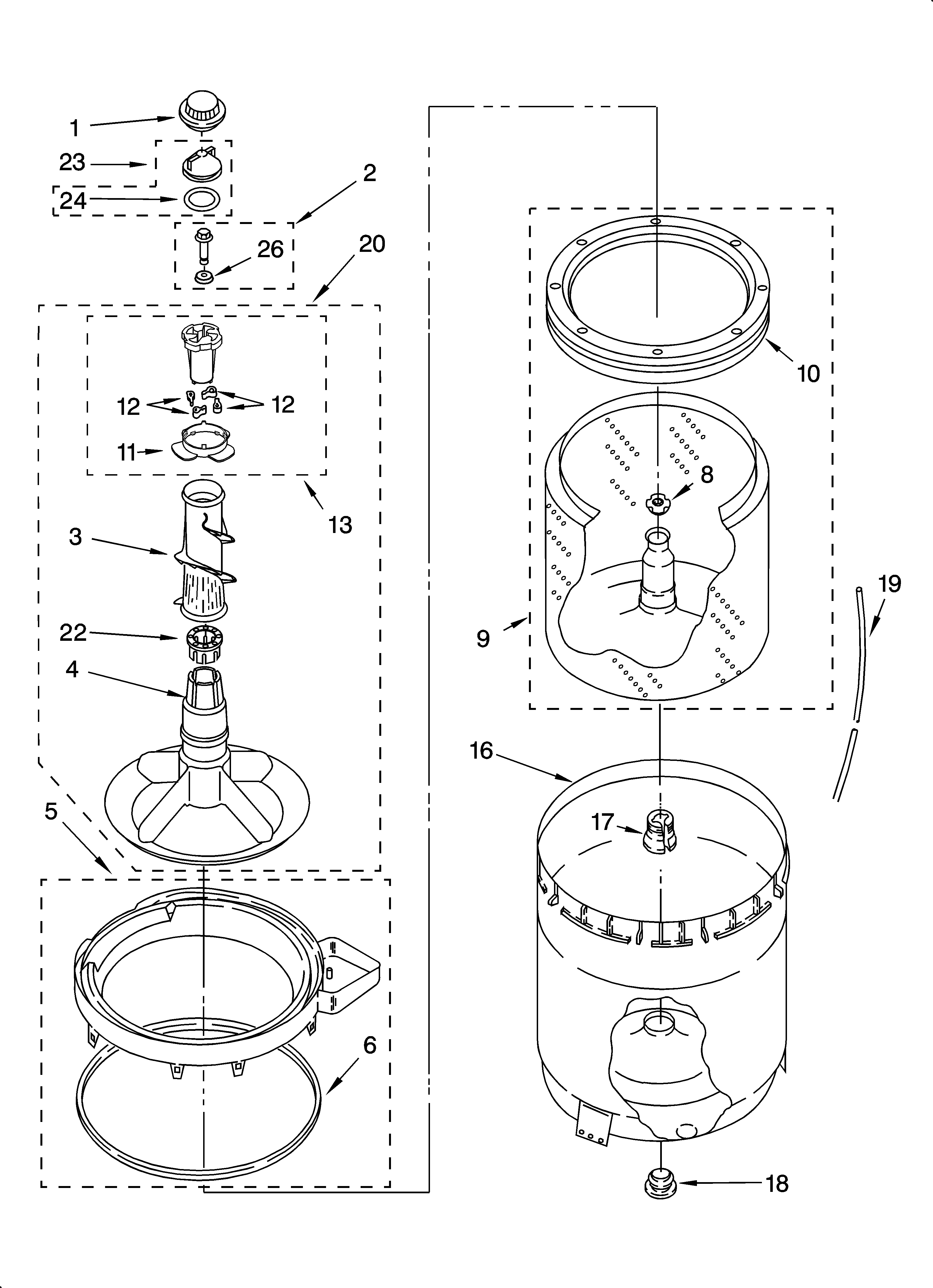 Agitator, basket and tub parts