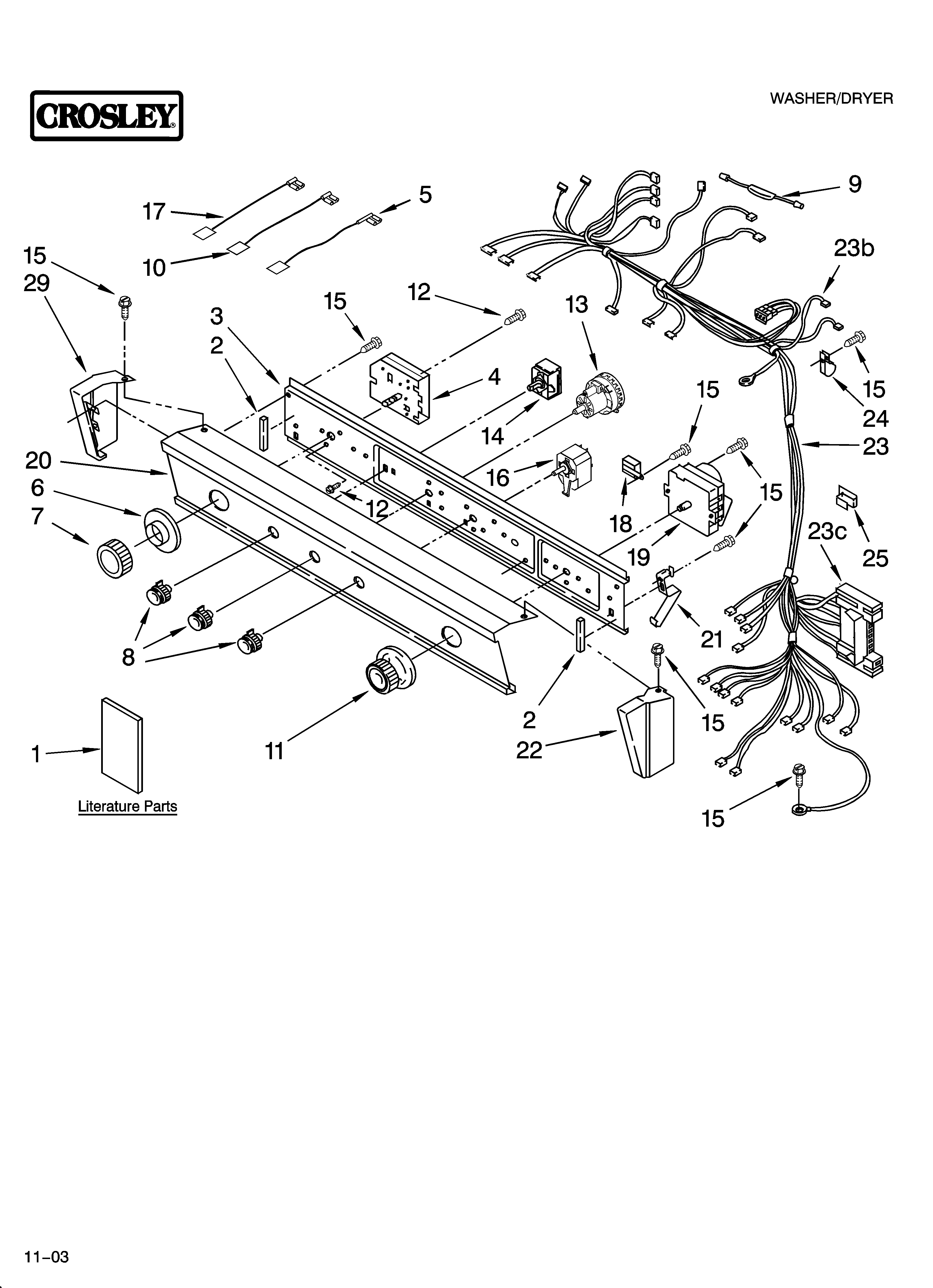 Washer/dryer control panel parts