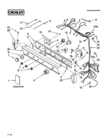 Washer/dryer control panel parts