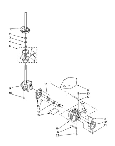 Brake, clutch, gearcase, motor and pump parts