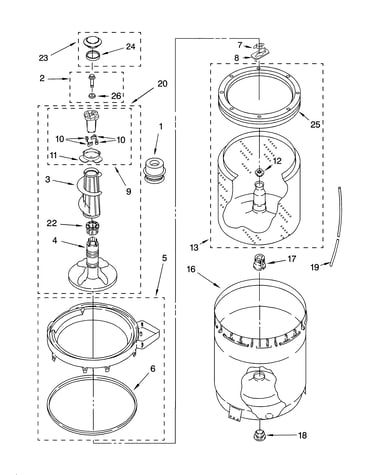 Agitator, basket and tub parts