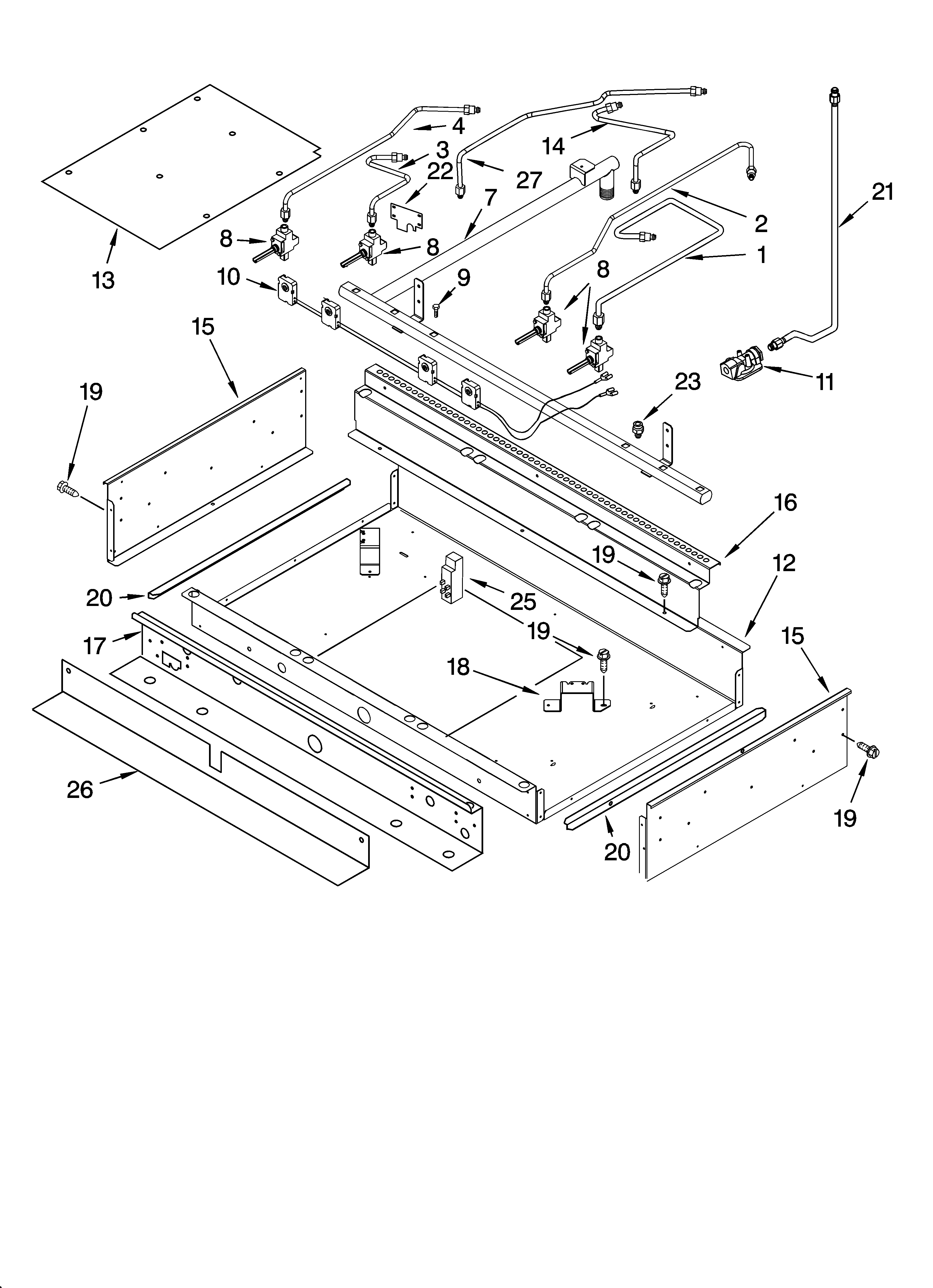 Burner box and manifold parts