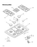 Cooktop, burner and grate parts