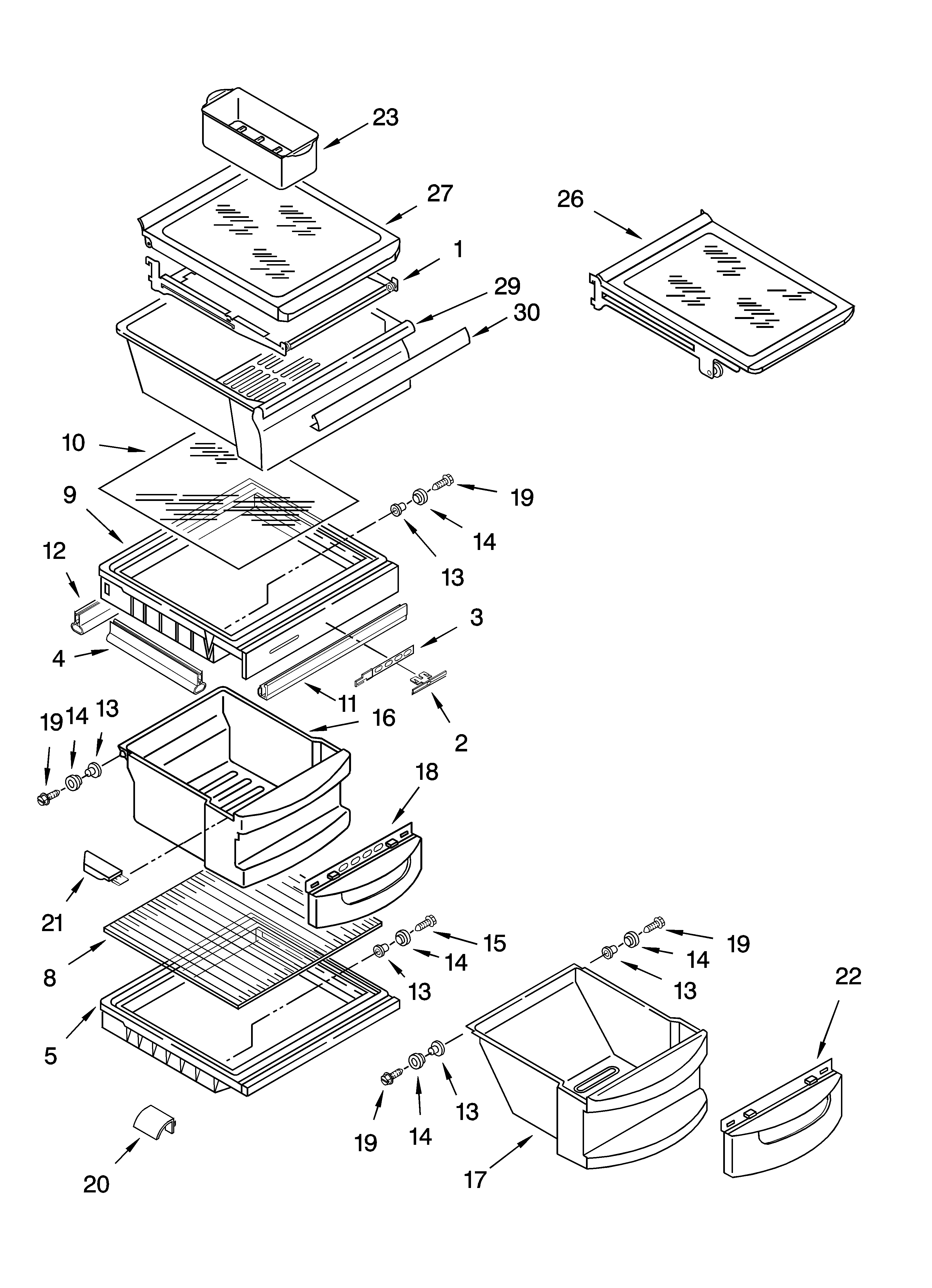Refrigerator shelf parts