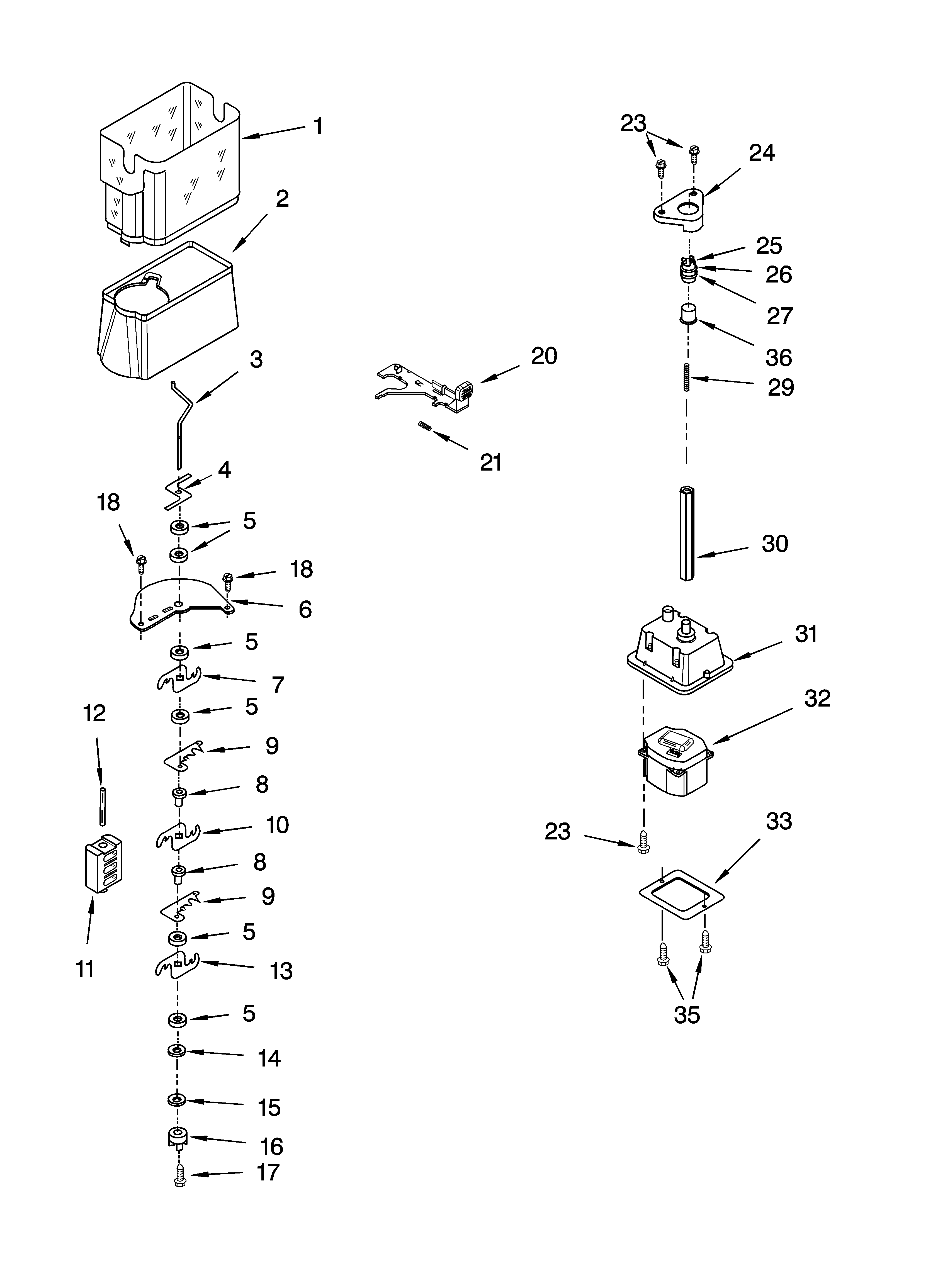 Motor and ice container parts