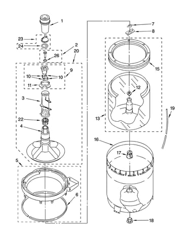 Agitator, basket and tub parts