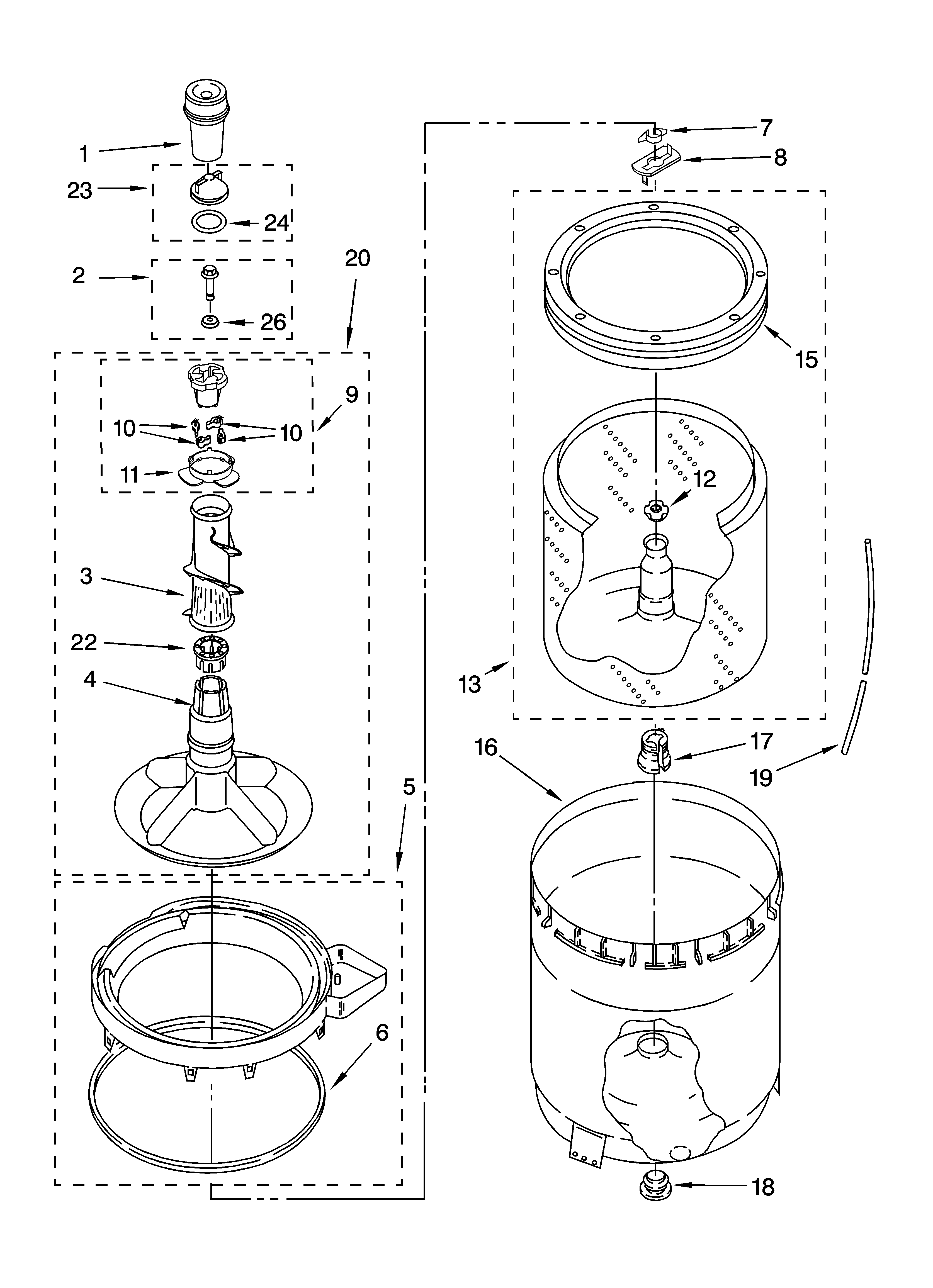 AGITATOR, BASKET AND TUB PARTS