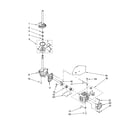 Whirlpool LSN1000LW3 brake, clutch, gearcase, motor and pump parts diagram