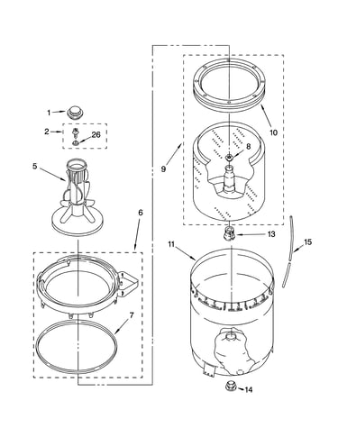 Agitator, basket and tub parts