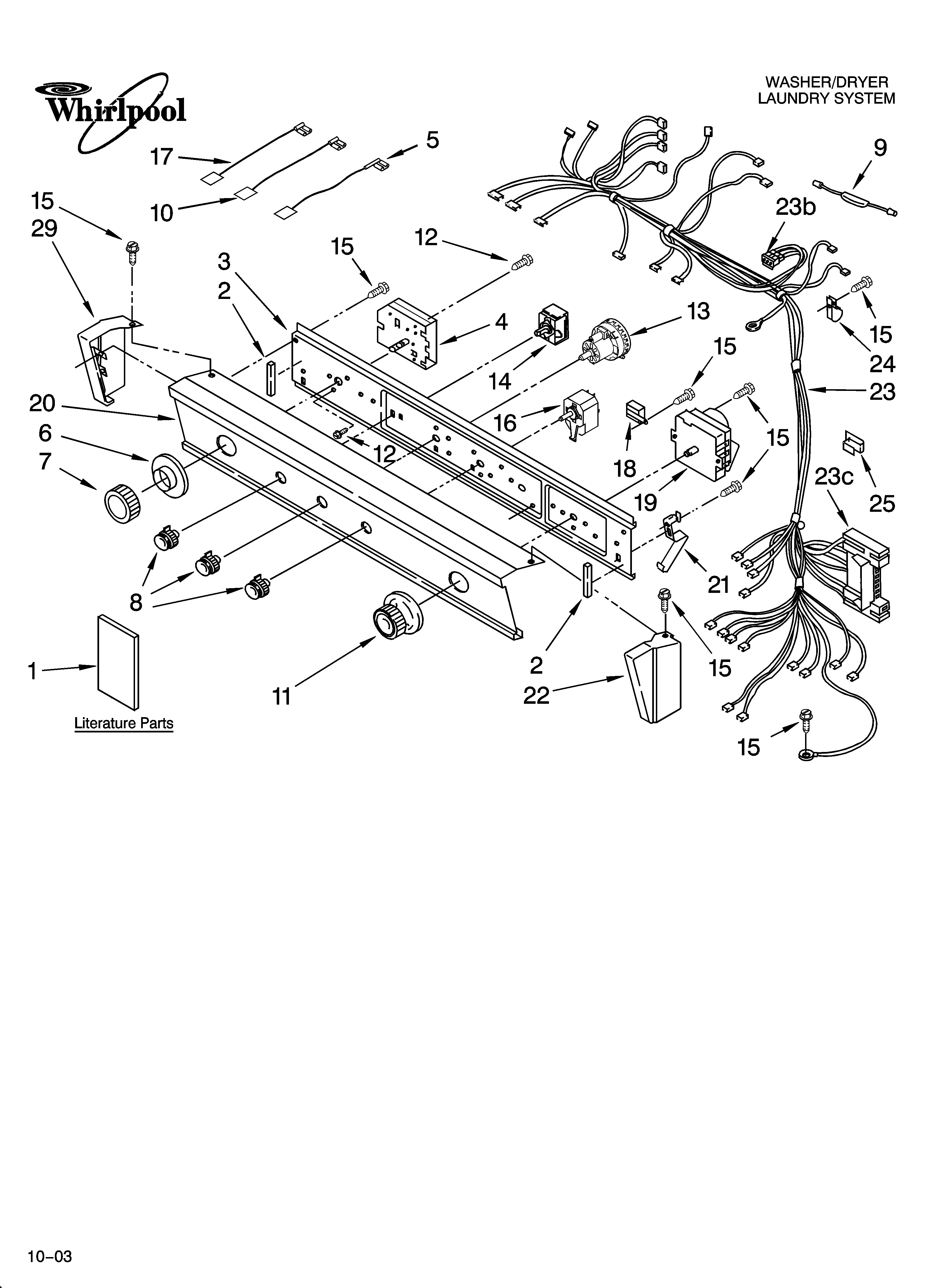 Washer/dryer control panel parts