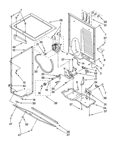 Dryer cabinet and motor parts