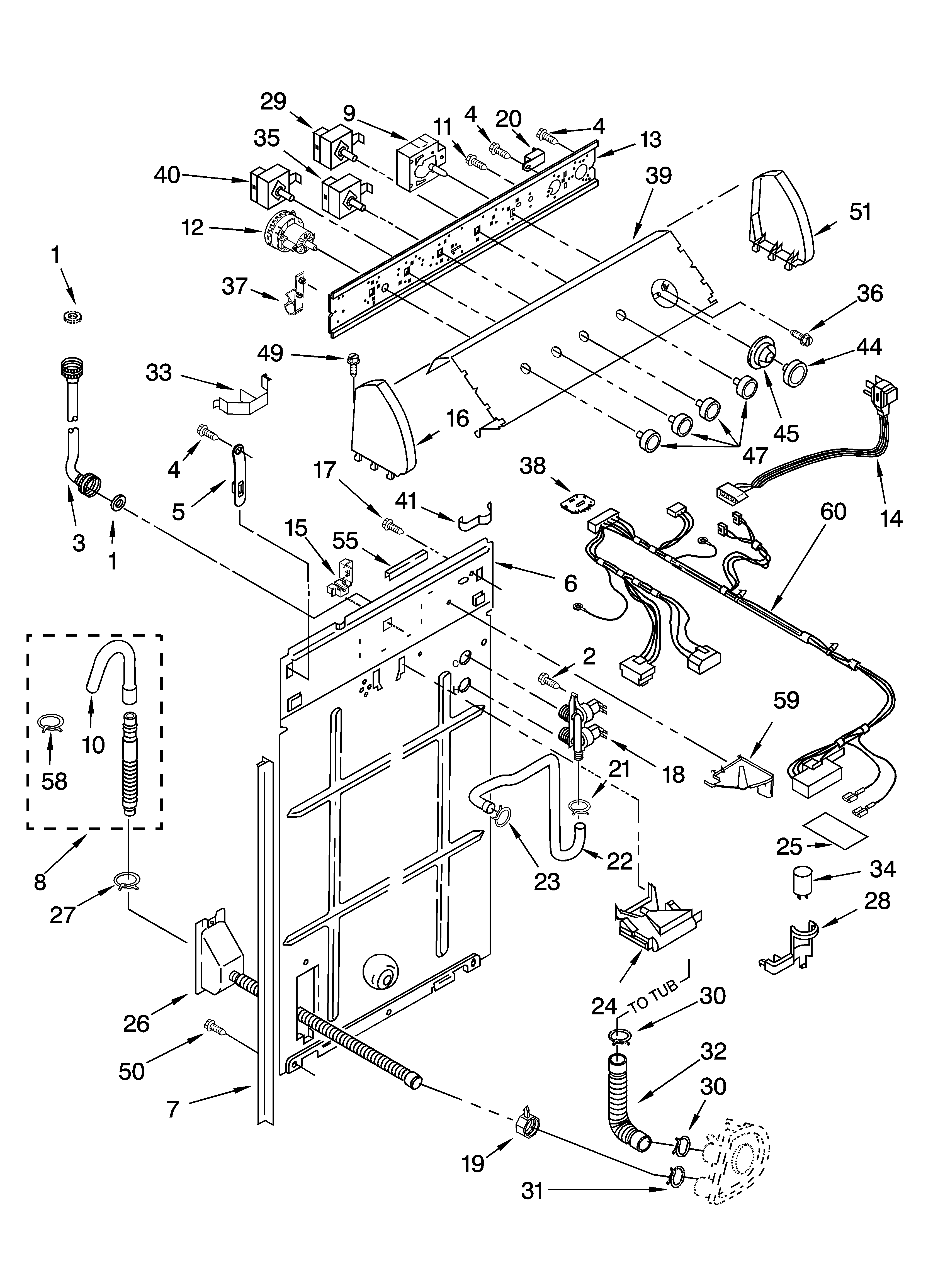 Controls and rear panel parts