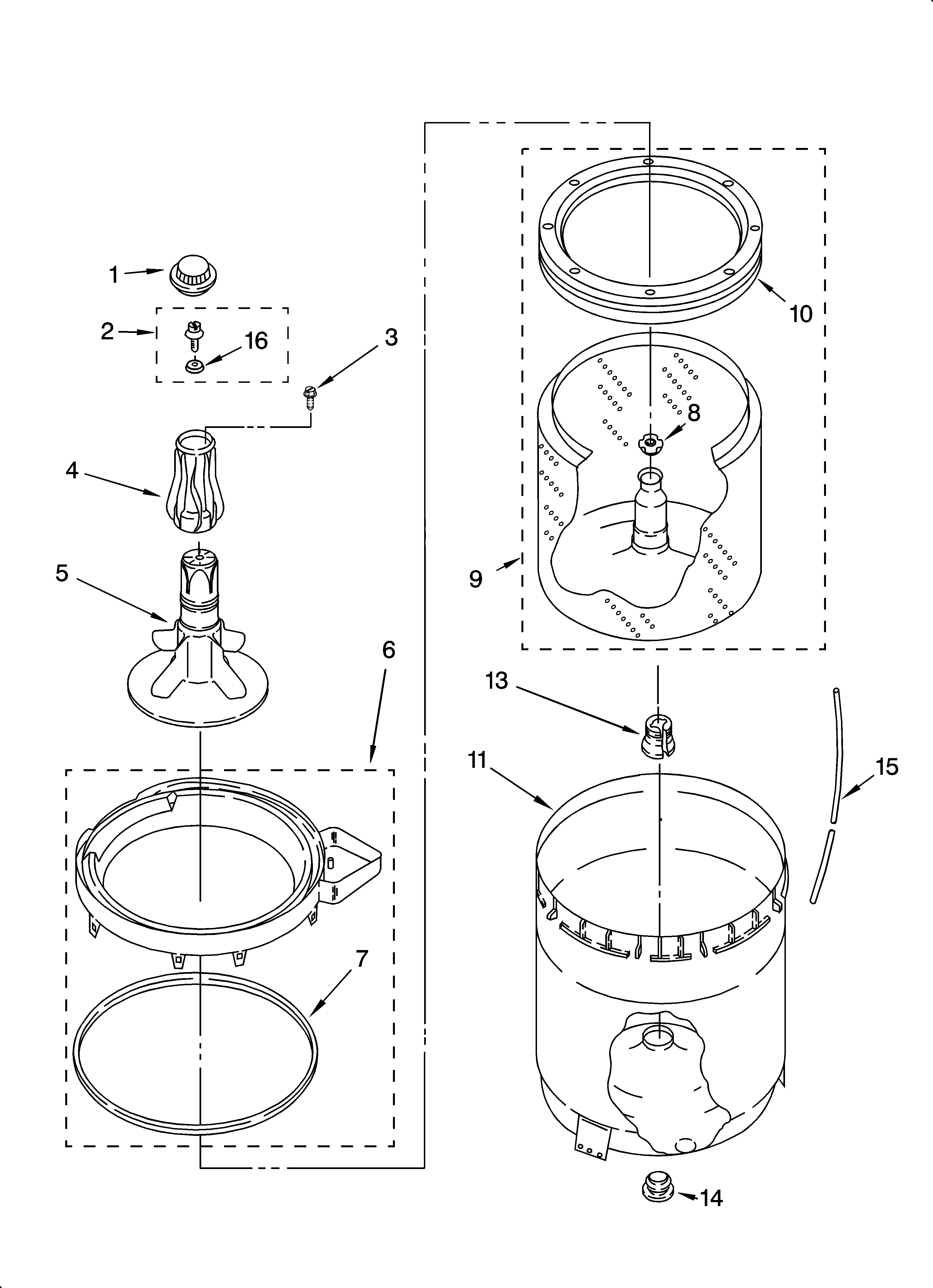 Agitator, basket and tub parts