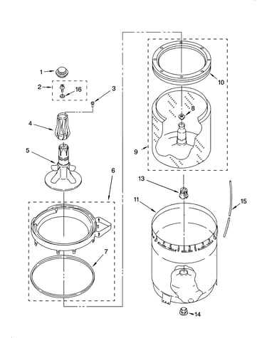 Agitator, basket and tub parts