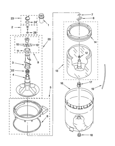 Agitator, basket and tub parts