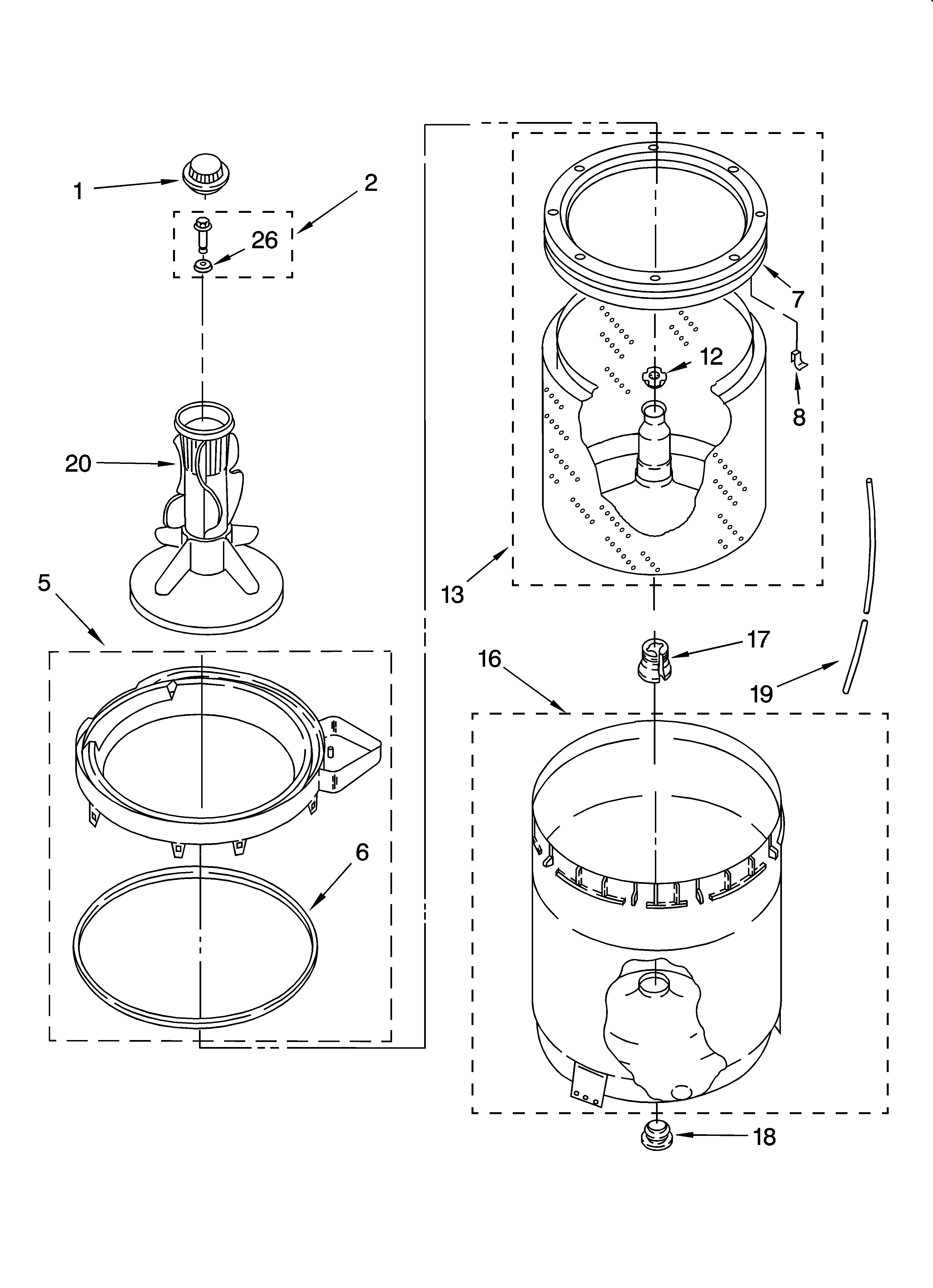 AGITATOR, BASKET AND TUB PARTS