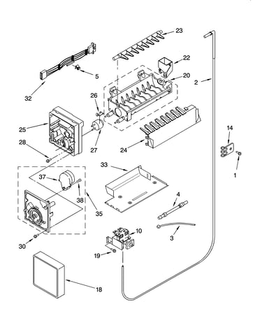 Icemaker parts, parts not illustrated