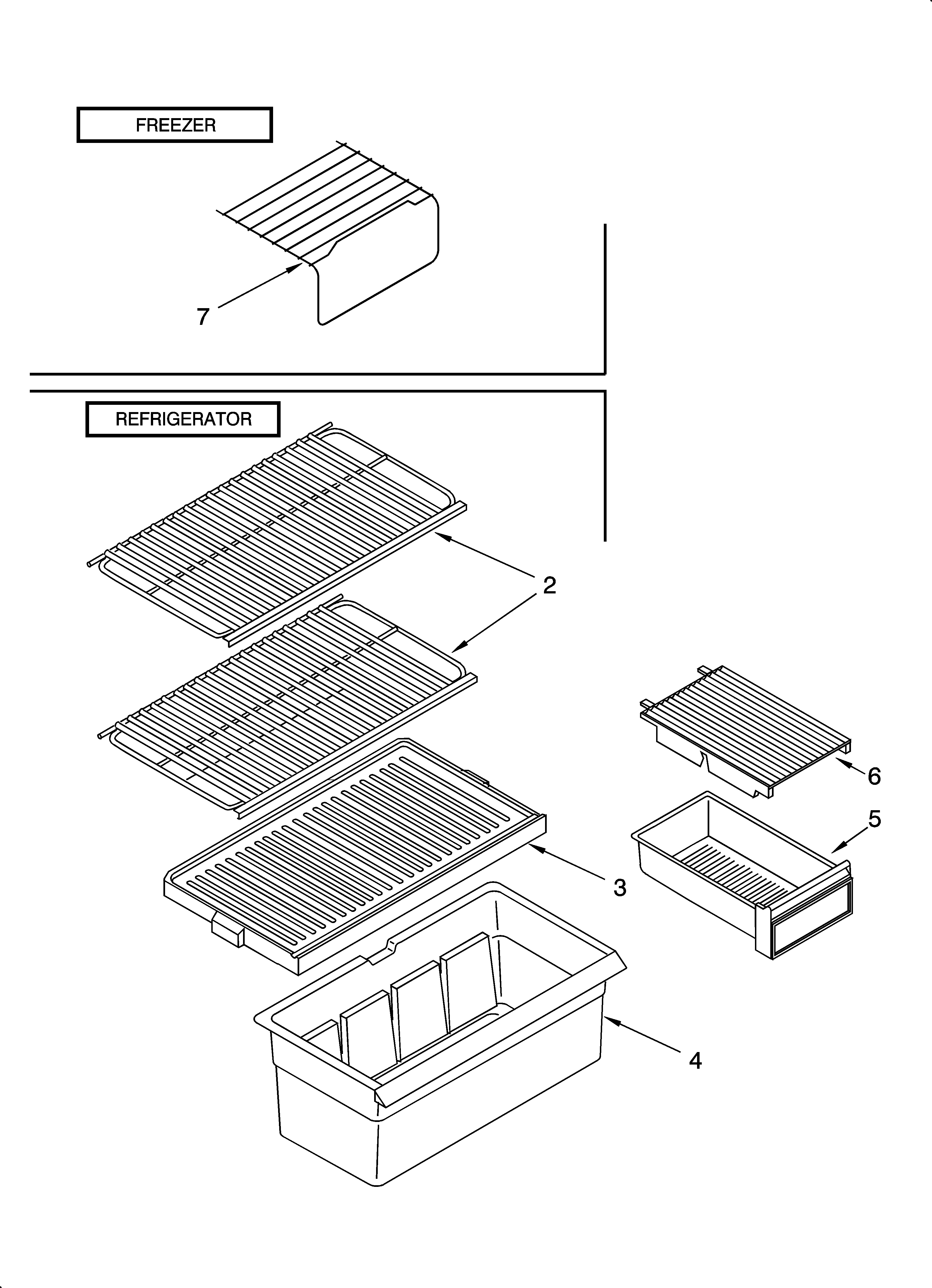 Shelf parts, literature and optional parts