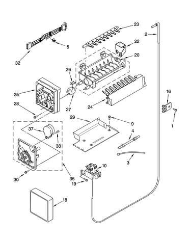 Icemaker parts, parts not illustrated