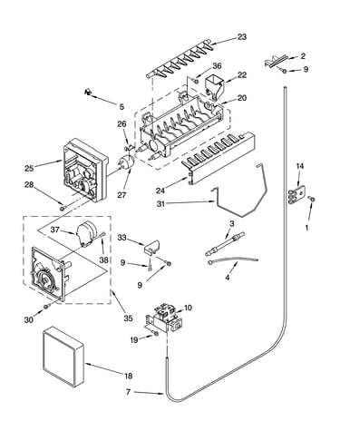 Icemaker parts, parts not illustrated
